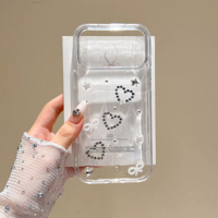 Coque arrière transparente antichoc en TPU brillant avec design diamant, motif étoiles, cœurs et nœuds, style INS, OEM d'usine pour 17 16 15 14