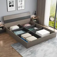 Lit double moderne en MDF de style Tatami, taille Queen, fabriqué en Chine
