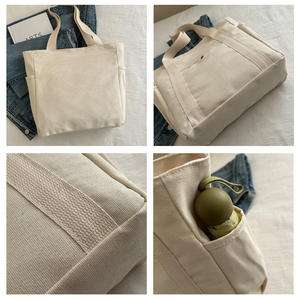 กระเป๋าผ้าแคนวาสแบบหนีบสะพายไหล่ของผู้หญิงกระเป๋าโท้ทผ้าแคนวาสสำหรับช้อปปิ้งใช้ซ้ำได้ดีไซน์ใหม่ I-0145 - Product Image 6