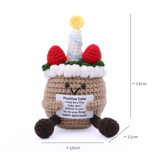 Nuevo Pastel de Cumpleaños Hecho a Mano con Ganchillo, Tarjeta de Energía Positiva, Postre, Té con Leche de Perlas, Muñeca de Ganchillo Decorativa, Regalo de Navidad - Product Image 3