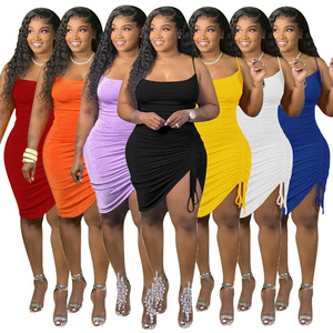 Vestido de verano con logotipo personalizado, talla grande, OEM, <span class=keywords><strong>Maxi</strong></span>, Club, sólido, sin mangas, ceñido, informal, 2022 - Product Image 1