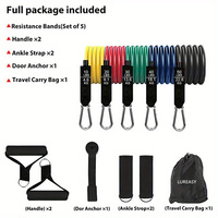 Juego de bandas de resistencia de goma natural para ejercicio físico en casa T317, 11 piezas, cuerdas de tracción elásticas para entrenamiento de fuerza en interiores