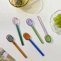 Cuillère à crème glacée en verre coloré personnalisée pour le thé Cuillère à remuer le café Cuillères à remuer en verre pour le café