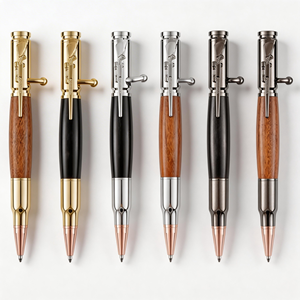 Stylo tactique écologique avec logo personnalisé, stylo à bille à action par culbuteur amusant et original, fabriqué en bois de santal, corps en métal, cadeau - Product Image 1