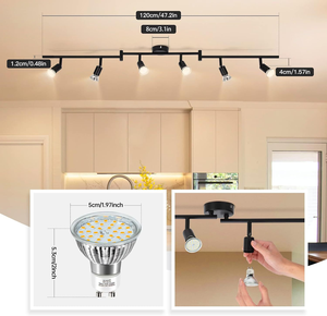 Éclairage sur rail LED dimmable à 6 têtes, projecteur de plafond réglable, <span class=keywords><strong>lampe</strong></span> moderne à montage en surface pour maison, commerce, <span class=keywords><strong>magasin</strong></span>, couloir - Product Image 4