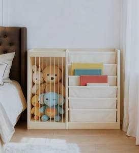 منظم غرفة اللعب من جيه كيو 2 في 1 لتخزين الألعاب المحشوة ورف للكتب للأطفال في غرفة الأطفال والحضانة وغرفة النوم - Product Image 2