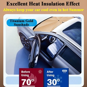 Nuovo Parasole per Parabrezza <span class=keywords><strong>Auto</strong></span> con Protezione UV, Rivestimento in Titanio Dorato, Pieghevole per Parabrezza Anteriore - Product Image 3