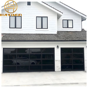 맞춤형 솔루션 현대 전기 자동 알루미늄 블랙 강화 유리 오버 헤드 차고 문 빌라 - Product Image 5