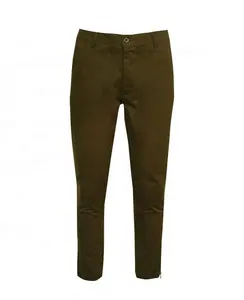 Wholesale Prices New Style Khaki Cropped Ankle Zip Detail Slim Chino Pants For Men