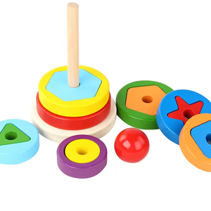 Blocs en bois arc-en-ciel tour Puzzle en bois <span class=keywords><strong>pyramide</strong></span> nidification empilage jouet enfants 3D Puzzle forme jouets éducatifs pour enfants - Product Image 4
