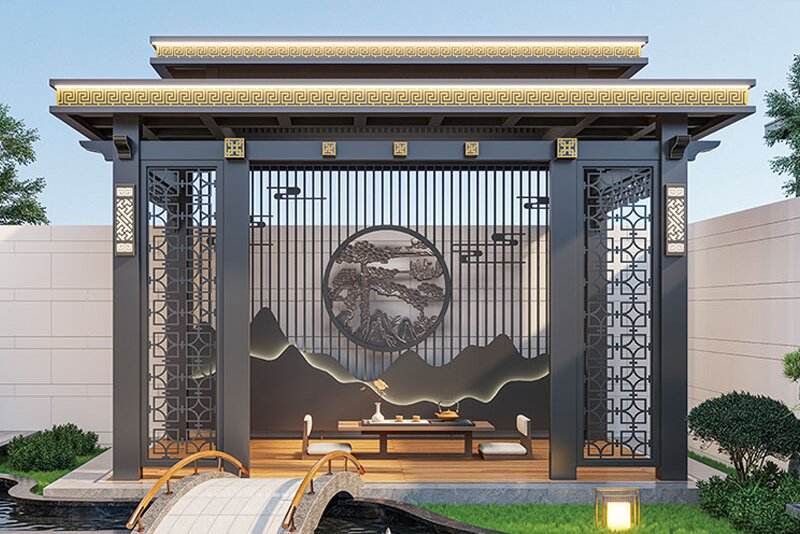 New Chinese style pavilion aluminum alloy elegant charm