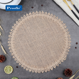 Tovaglietta rotonda ecologica in juta naturale con <span class=keywords><strong>pizzo</strong></span> per la decorazione della tavola - Product Image 1