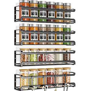 Estante de especias de varias capas para montar en la pared, sin necesidad de taladrar, estante de almacenamiento para cocina con abrazaderas metálicas para organizar frascos de condimentos, tamaño L - Product Image 1