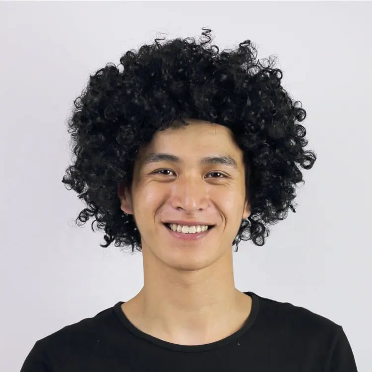 Wig Sintetis Afro Murah Grosir Wig Badut Pesta Rambut Keriting Wig Penggemar Sepak Bola Halloween Karnaval Perruques Pour Clown