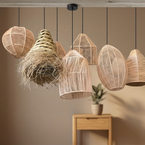 Handmade Bamboo Pendant Lamp Shades Natural Wabi Sabi Style Home Decoration - Product Image 1