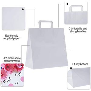 Bolsas de Papel al por Mayor Blancas con Asas Planas para Zapatos, Ropa, Manualidades, Bolsas de Papel para Comida al Aire Libre - Product Image 3