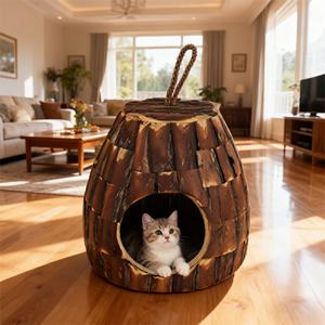 Taşınabilir El Tipi Rahat Kedi Yatağı Evcil Hayvan Kedi Evi Tüylü Arkadaşlar İçin Rahat Yatak Rattan Eşya Kedi Evi - Product Image 4