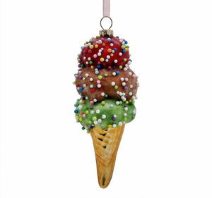 Ornement de Noël en verre sur le thème de la nourriture ludique pour les fêtes de Noël à la maison, cadeau mignon pour les amateurs de crème glacée, passionnés de décoration de vacances - Product Image 3