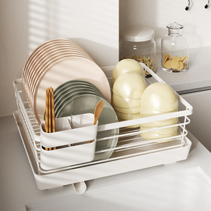 Égouttoir à vaisselle en métal et rangement pour couverts pour cuisine et salon - Design moderne, montage facile - Product Image 2