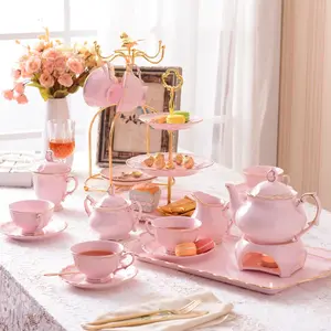 simple english style flower fruit tea european korean pink coffee set gift ceramic cups