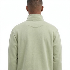 New Autumn <b>Men's</b> Solid Terry Quarter-Zip Stand Collar Embroidered 100% Cotton Oversized Breathable Casual Sportswear <b>Pullover</b> - Product Image 3