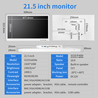 Zhixianda casing logam putih layar sentuh, 21.5 inci 1920*1080 layar sentuh kapasitif Industri layar LCD Monitor bingkai terbuka layar lebar