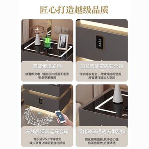 Smart <b>Bedside</b> Table With Wireless Charging And Led Lighting For Modern Bedroom - Product Image 4