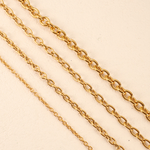 Collar de cadena de eslabones Rolo chapado en oro de 18 quilates de acero inoxidable de lujo personalizado a la moda gruesa, joyería hipoalergénica impermeable - Product Image 6