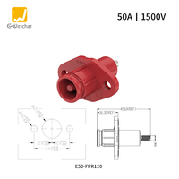 Connecteur industriel mâle/femelle à déconnexion rapide, type sertissable, haute intensité 50A-350A, rouge, pour stockage d'énergie à un seul conducteur