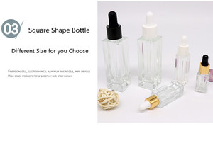 Emballage de soins de la peau en verre plat carré de 30ml avec bouchon en caoutchouc pour crème contour des yeux et gouttes pour les yeux - Product Image 6