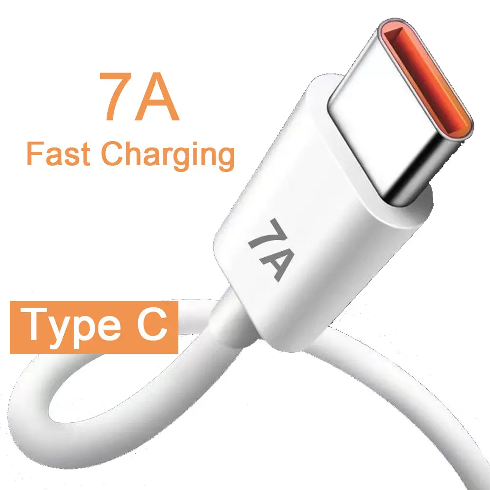 Fast Charging Cable Type C 7A USB C Cable 100W 7A Fast Charger For Xiaomi POCO Oneplus Realme Cell phone Data Cord