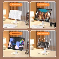 Nouveau support de tablette en acrylique transparent pour téléphone de bureau iPad avec base rotative, design pliable et hauteur réglable - Vente en gros