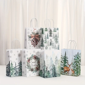 Christmas Tote <b>Bags</b> With Handles Xmas Kraft Paper Gifts Supplies Santa Snowman Treat <b>Bags</b> Decor Xmas Party <b>Bags</b> - Product Image 6