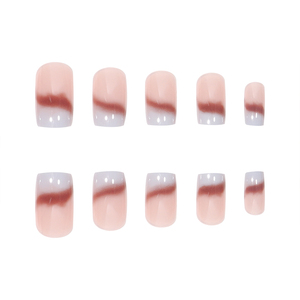 Lot de 24 faux ongles à presser en ABS, design français, longs, carrés, dégradés, avec colle à ongles et emballage élégant pour les doigts - Product Image 2
