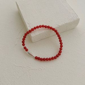 Dylam Classic Fine Top Jewelry Manufacturer S925 Silver Fish Pendant <b>Red</b> Color Nature Agate Women Beaded Bangle <b>Bracelets</b> - Product Image 6