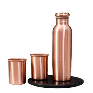 <b>Plain</b> Copper <b>Bottle</b> Custom Logo Print High Quality <b>Water</b> <b>Bottle</b> With Glass Set Gift Sets Customizable Leakproof & Eco Friendly - Product Image 1