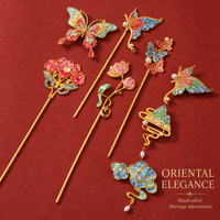 Kit de fabrication de bâtons à cheveux chinois DIY, base métallique pour épingles à fleurs, mosaïque de coquillages concassés, ensemble de pinces à épiler pour accessoires de cheveux Hanfu