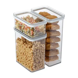 쌓을 수있는 주방 주최자 시리얼 건조 식품 보관함 상자 용기 밀폐 플라스틱 다기능 현대 직사각형 매장 식품