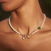 Collar con Colgante de Bambú y Corazón para Mujer, Diseño Deportivo con Perlas, Chapado en Oro, en Oferta