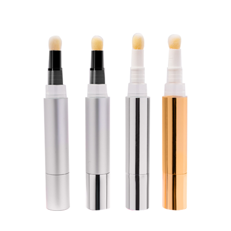 In Stock 5ml Twist Pen Lip Gloss Tube Silver Nail Polish Pen Gold Concealer Pen With Gold Concealer Sponge Head