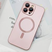 Coque de Téléphone Souple Givrée de Luxe en TPU Plaqué Magnétique pour Femme Brillant Métallique pour iPhone 15 14 Pro Max 16 17 Pro Max