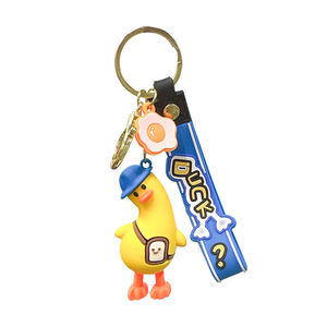 QY Kawaii canard porte-clés mignon dessin animé 3D poupée pendentif PVC porte-clés sac breloque voiture accessoire cadeau pour - Product Image 1