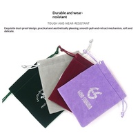 Pochette en velours à cordon de serrage pour bijoux, sac de rangement noir à fond rond en forme de gourde, petit sac en tissu pour boucles d'oreilles et bagues, personnalisable
