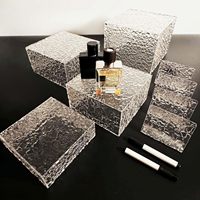 Base de buffet en acrylique 10x10cm, cube empilable, blanc, plateforme d'exposition pour mariage, fête, supports empilables, socle carré en lucite, boîte à nourriture