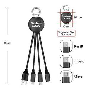 Promotional Business Gift Sets 3 in 1 Keychain Charger Cable, Portable Charging Cable with Customized LED <b>Light</b> up LOGO - Product Image 3