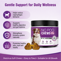 NO POO CHEWS pour chiens - Friandises molles riches en protéines à la papaye et à la camomille, efficaces pour empêcher la consommation de selles et favoriser une santé intestinale optimale