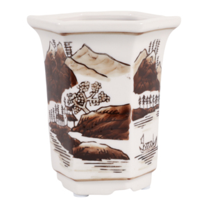 Bougie parfumée en céramique, design chinoiserie, petit porte-bougie pour intérieur/extérieur, accent décoratif - Product Image 1