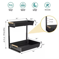 Nouvel Organisateur Coulissant Réglable à 2 Niveaux en Métal pour Armoire de Cuisine, Organisateur Coulissant Sous Évier avec Meuble de Rangement