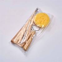 Ensemble d'outils de sculpture et de modelage en bois naturel à paillettes, 9 pièces, pour débutants en poterie et argile, fournitures artistiques