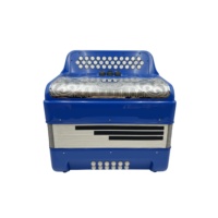 Accordéon diatonique musical SEASOUND OEM JB3412C 34 boutons 12 basses 3 registres bleu clair grille argentée boutons blancs bois accordéon